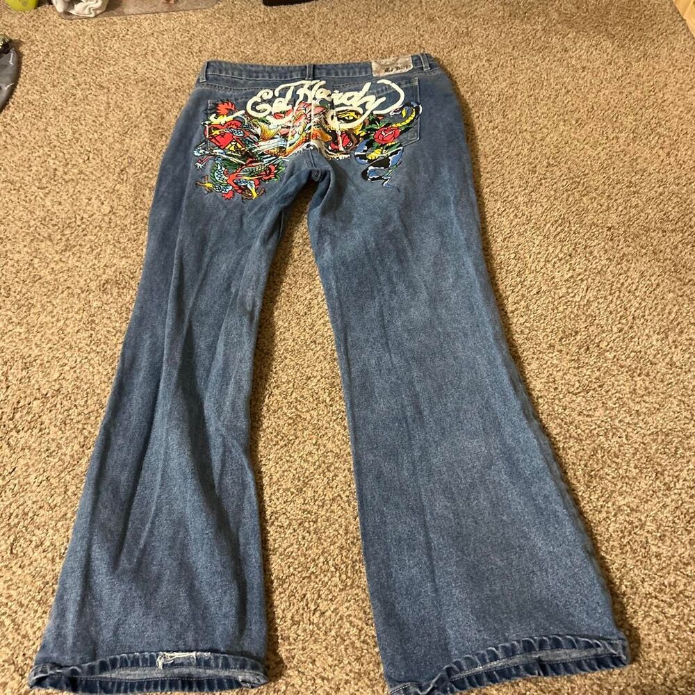 Ed-hardy Women's Blue and Navy Jeans